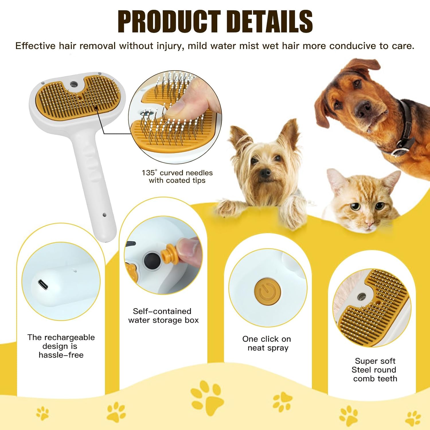 Ultimate Pet Steam Brush – Shedding & Grooming Tool for Cats & Dogs