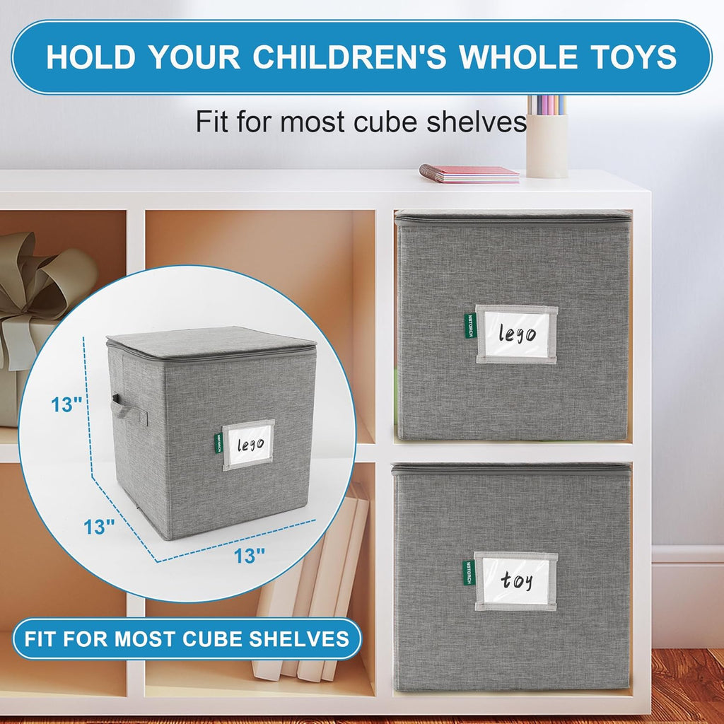 10 Seconds Cleanup Toy Storage Bin with Attached Play Mat – Extra Large Organizer Cube