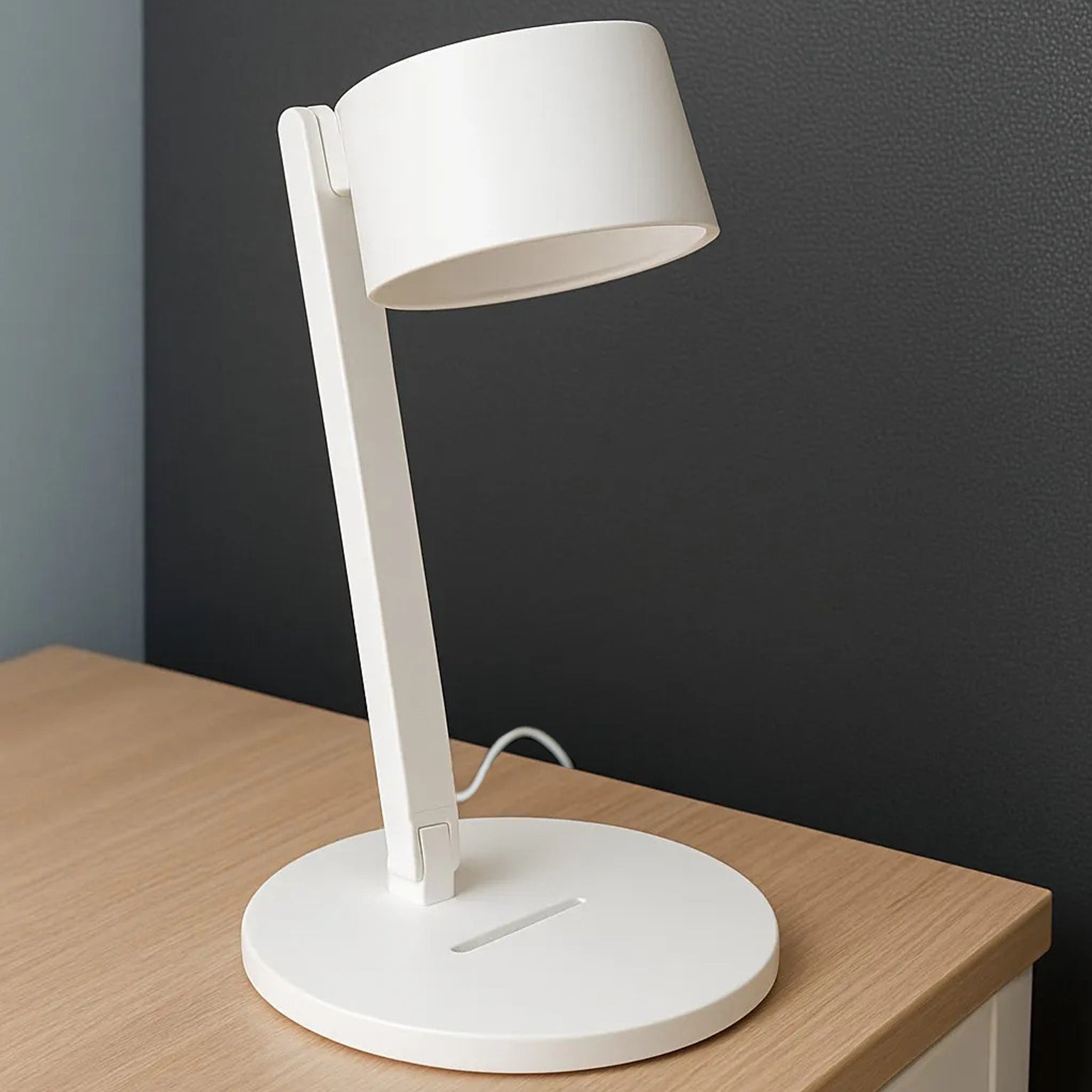 Modern White Desk Lamp with Wireless Charging – Touch Control LED Light