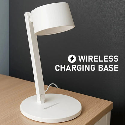 Modern White Desk Lamp with Wireless Charging – Touch Control LED Light