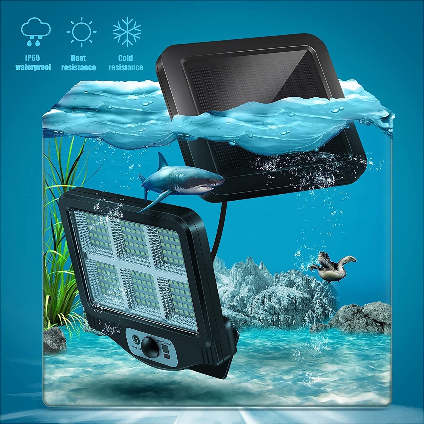 Solar Outdoor Motion Sensor Flood Light – 150 LED, Remote Control, Waterproof, 17ft Cable