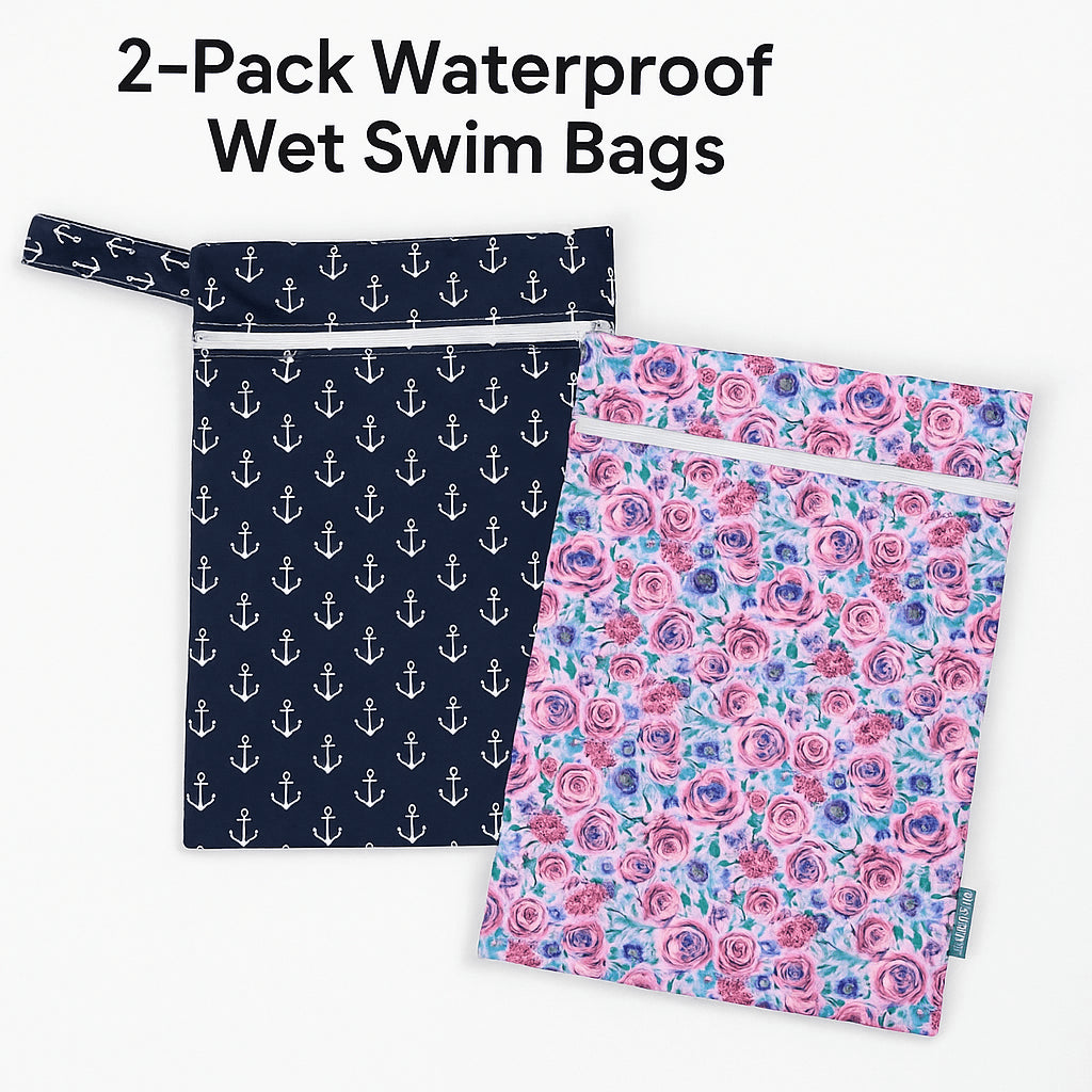 2-Pack Waterproof Wet and Dry Bags – Reusable Swim, Gym & Travel Organizer