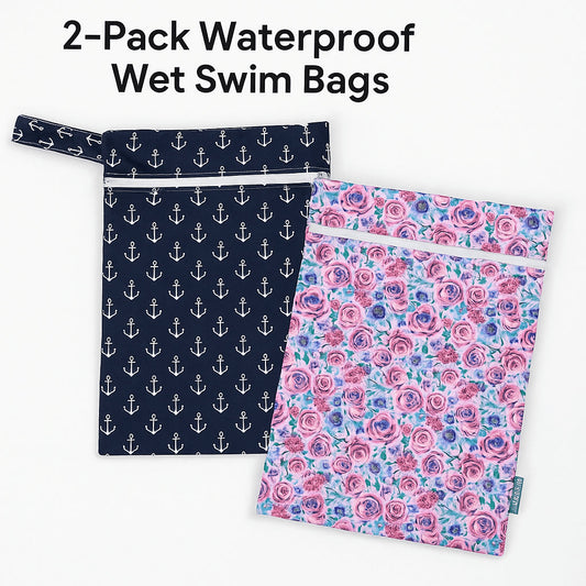 2-Pack Waterproof Wet and Dry Bags – Reusable Swim, Gym & Travel Organizer