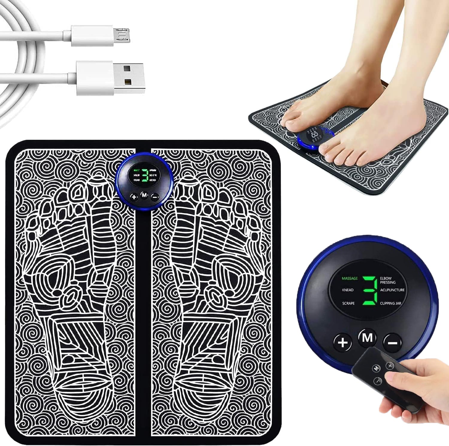 Rechargable Electric Acupressure Foot Massager Mat with Remote – Pain Relief, Circulation Booster