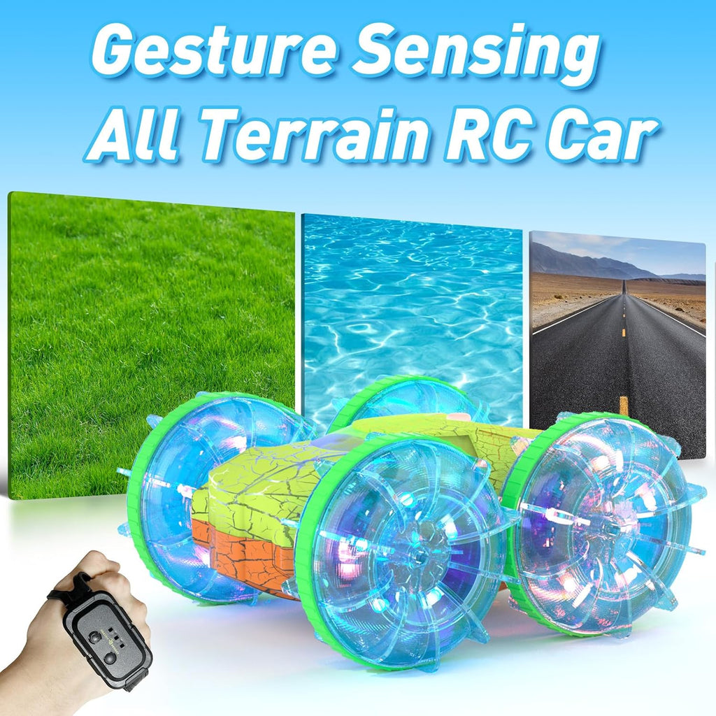 Amphibious RC Car – Land & Water Stunt Vehicle w/ LED + Gesture Control