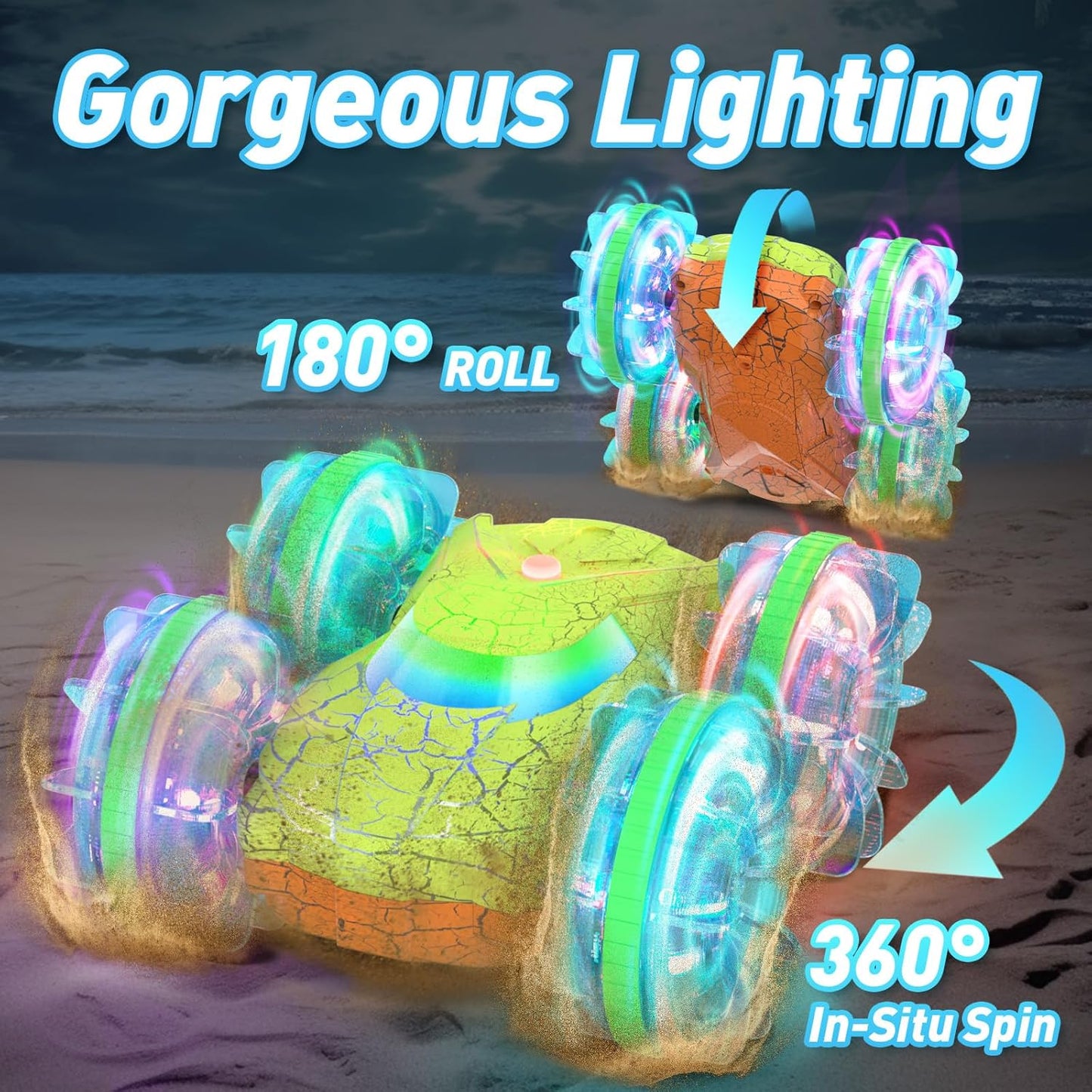 Amphibious RC Car – Land & Water Stunt Vehicle w/ LED + Gesture Control