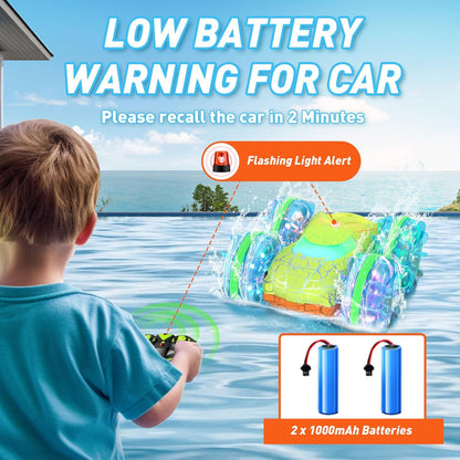 Amphibious RC Car – Land & Water Stunt Vehicle w/ LED + Gesture Control