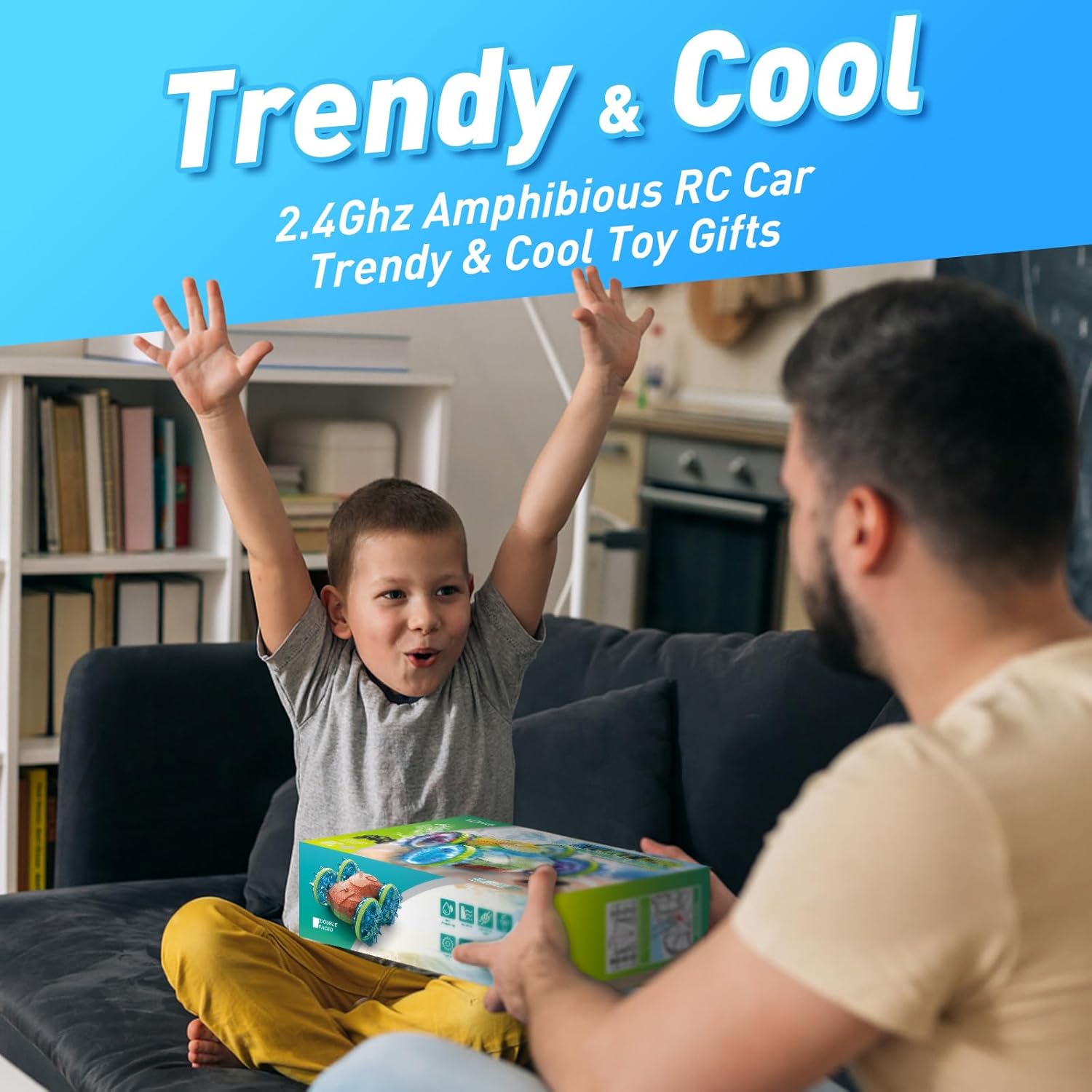 Amphibious RC Car – Land & Water Stunt Vehicle w/ LED + Gesture Control