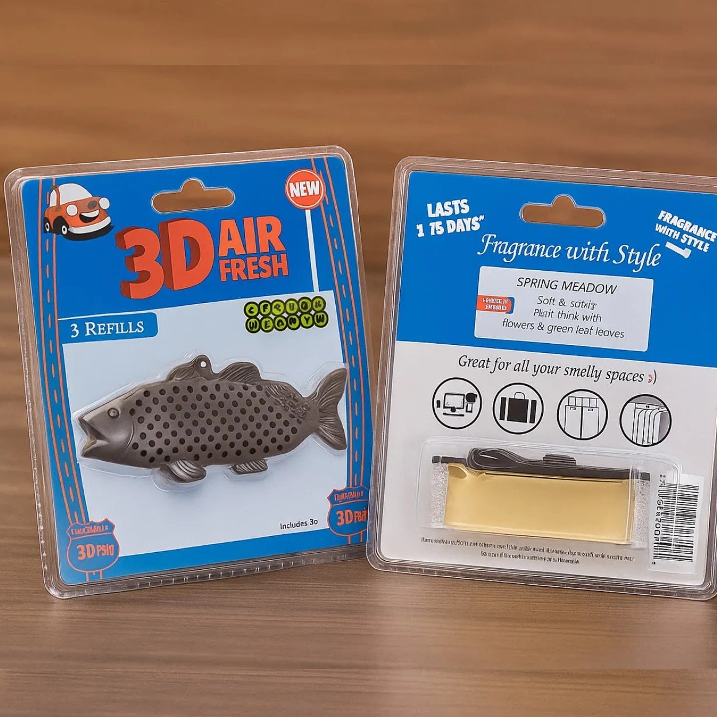 3pk 3D Fish Air Freshener – Long-Lasting Spring Meadow Scent + 3 Refills