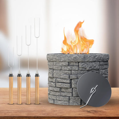 Concrete Tabletop S’mores Maker – Portable Smokeless Fire Pit with Extendable Sticks