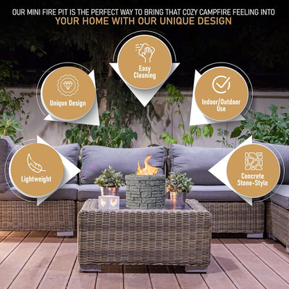 Concrete Tabletop S’mores Maker – Portable Smokeless Fire Pit with Extendable Sticks