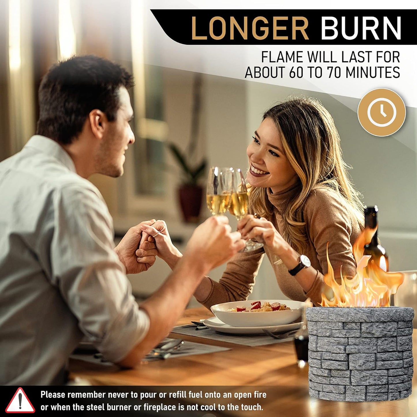 Concrete Tabletop S’mores Maker – Portable Smokeless Fire Pit with Extendable Sticks