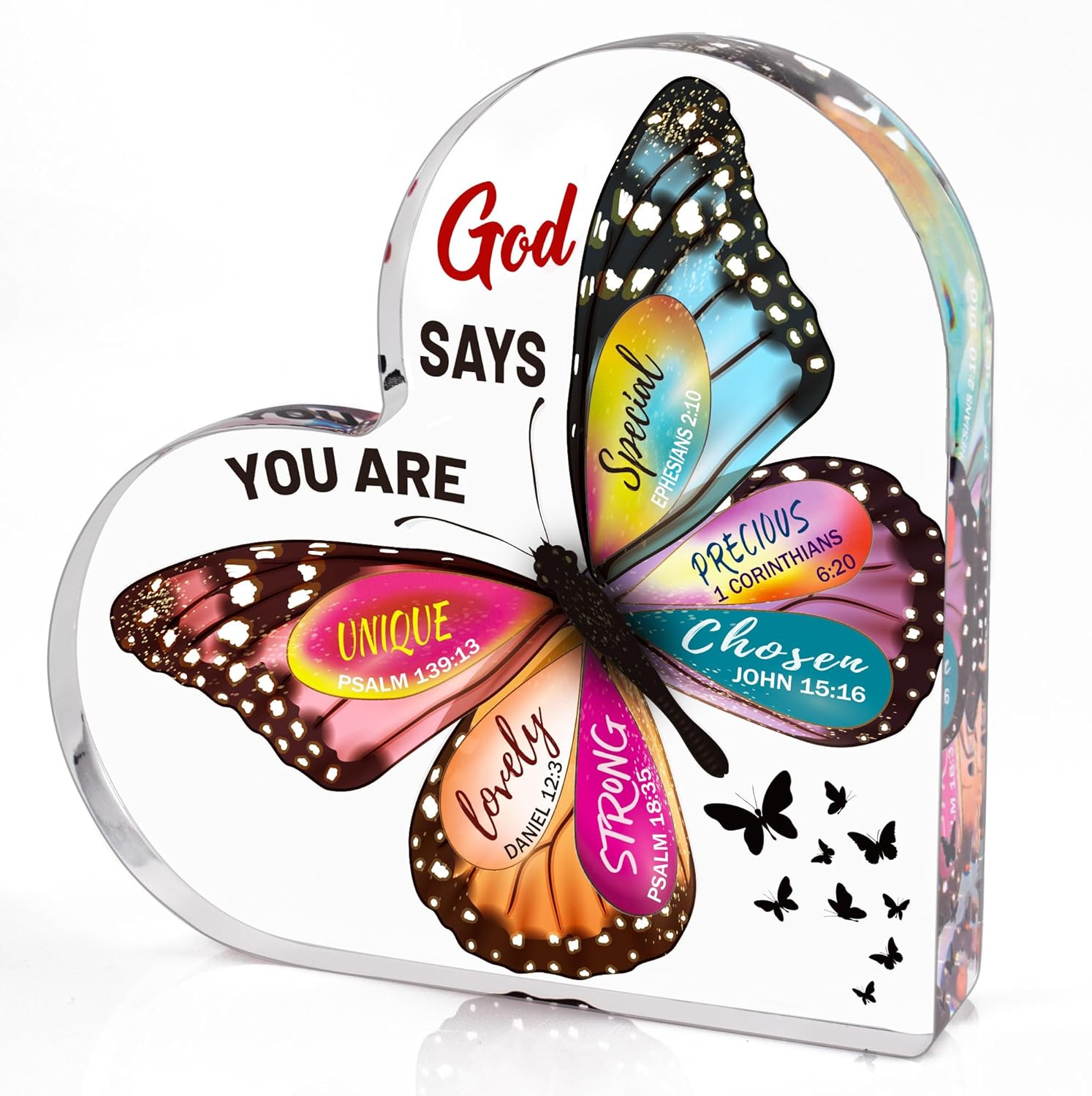 Butterfly Christian Heart Paperweight – Inspirational Bible Verse Gift for Women