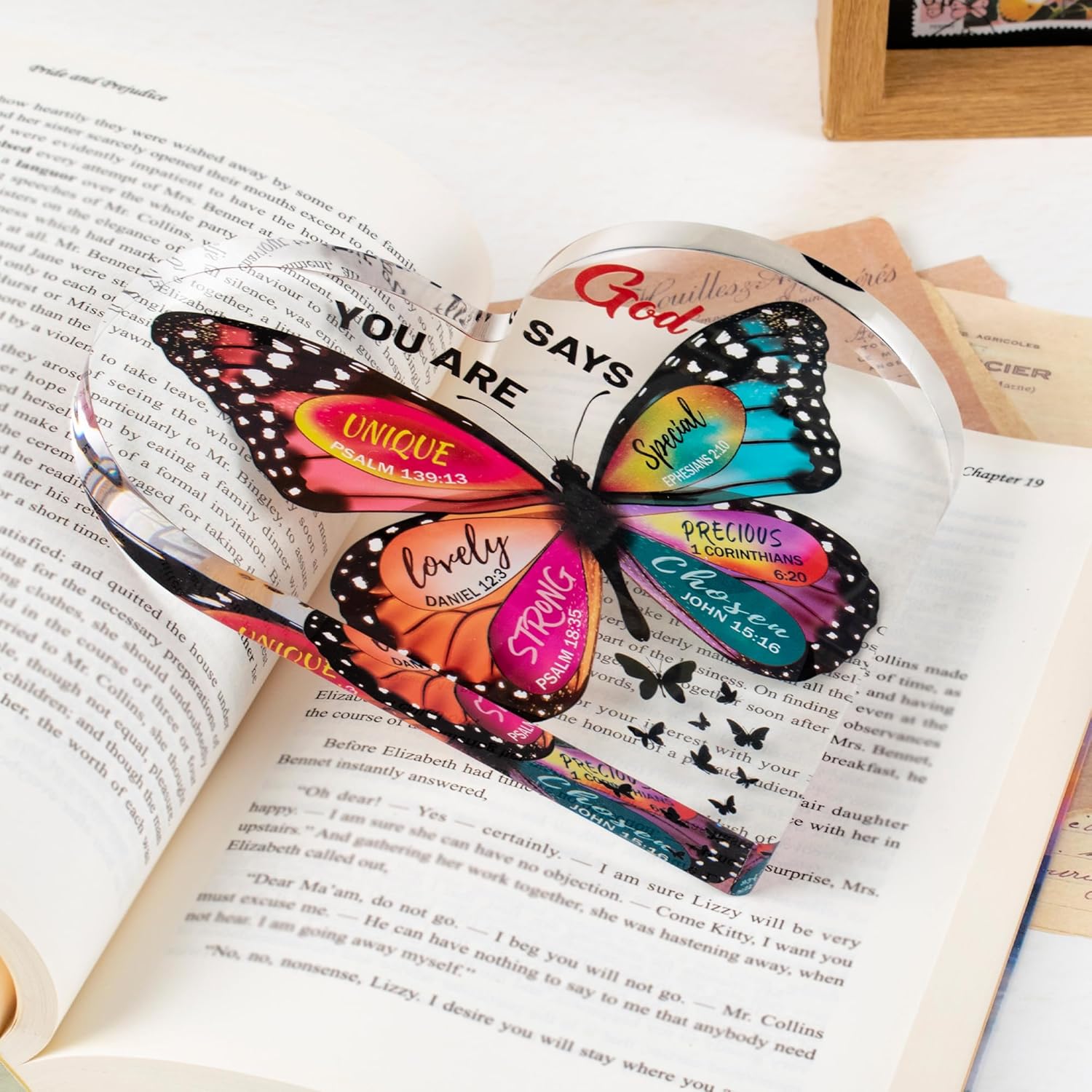 Butterfly Christian Heart Paperweight – Inspirational Bible Verse Gift for Women