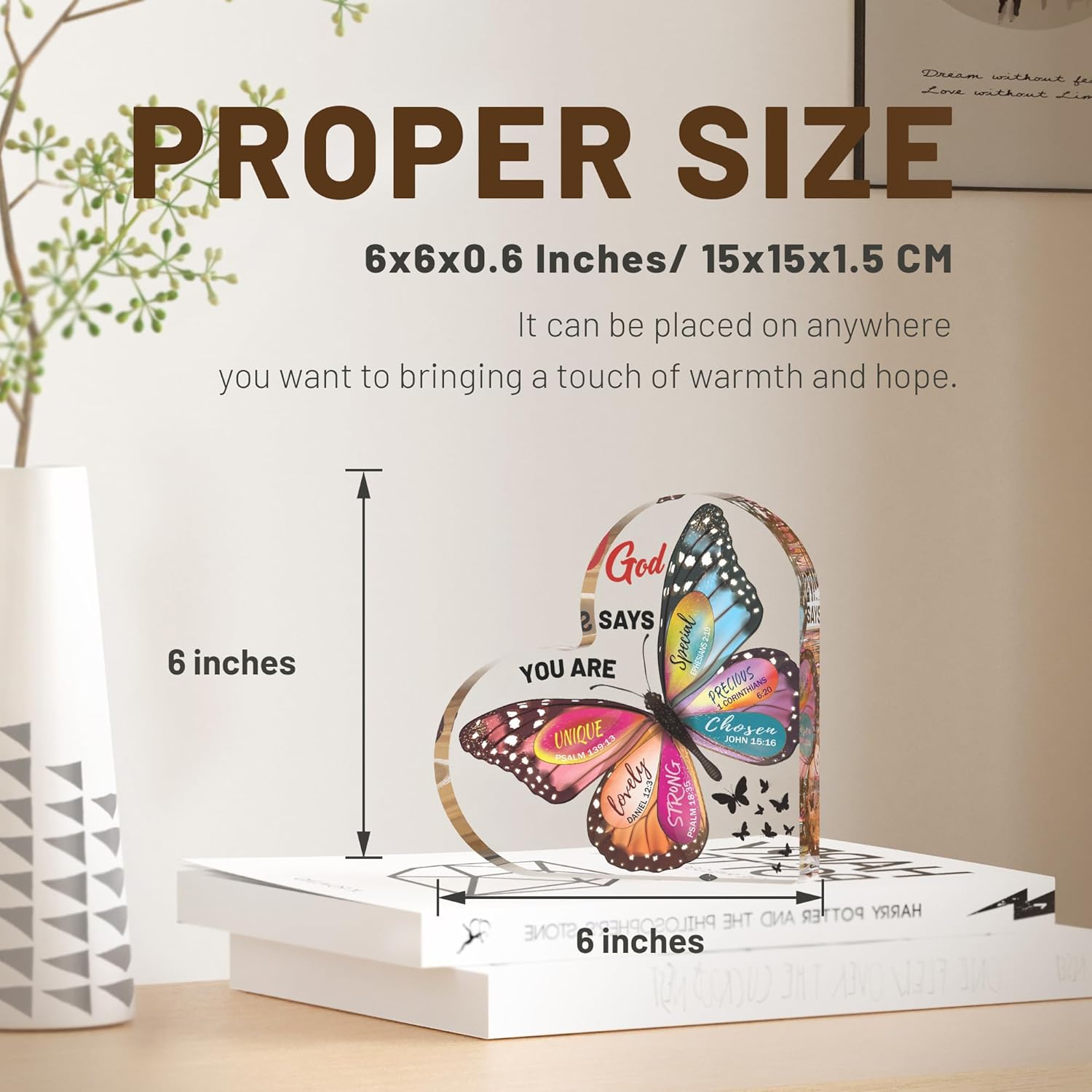 Butterfly Christian Heart Paperweight – Inspirational Bible Verse Gift for Women