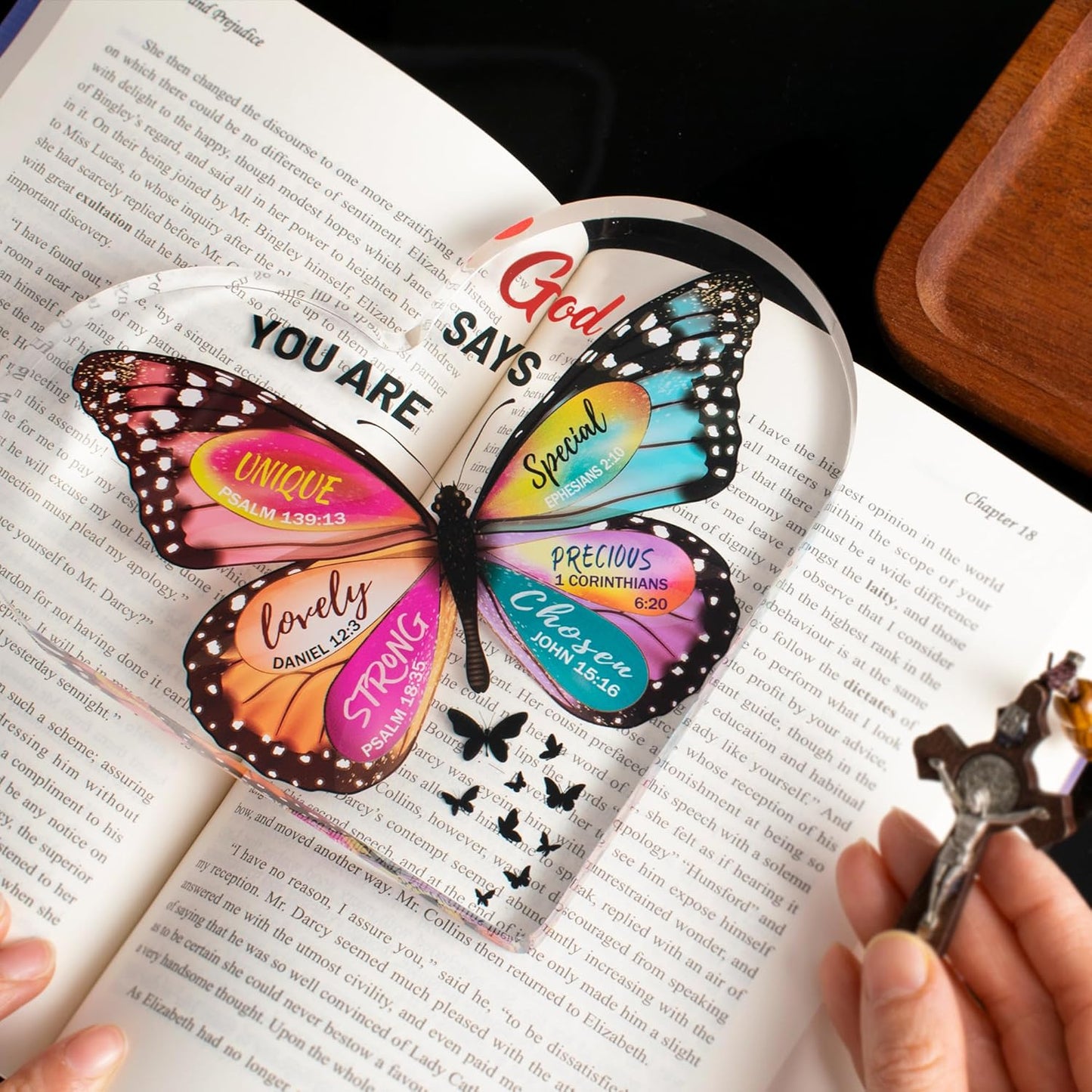 Butterfly Christian Heart Paperweight – Inspirational Bible Verse Gift for Women
