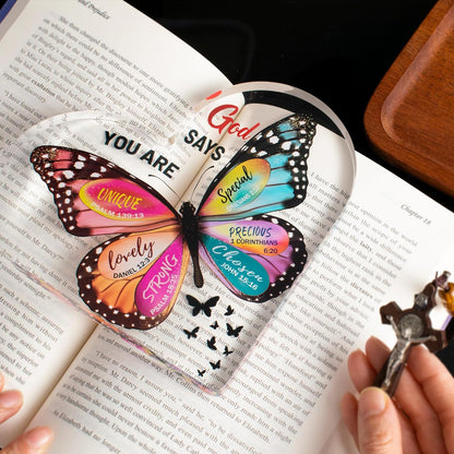 Butterfly Christian Heart Paperweight – Inspirational Bible Verse Gift for Women