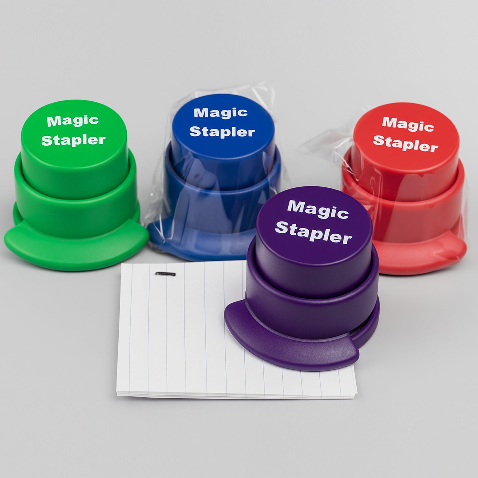 Stapleless Magic Stapler 4-Pack – Kid-Safe, No-Staple Mini Stapler for Home, School & Office