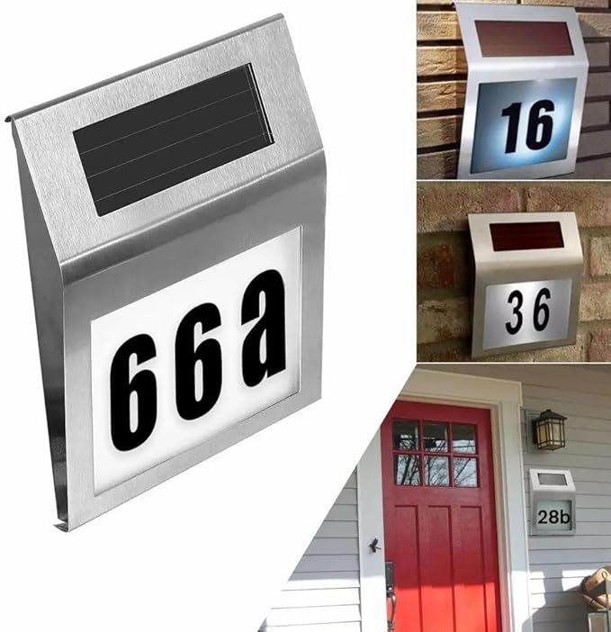 Solar-Powered LED House Address Sign – Waterproof, Illuminated Wall Mount for Yard, Street & Home