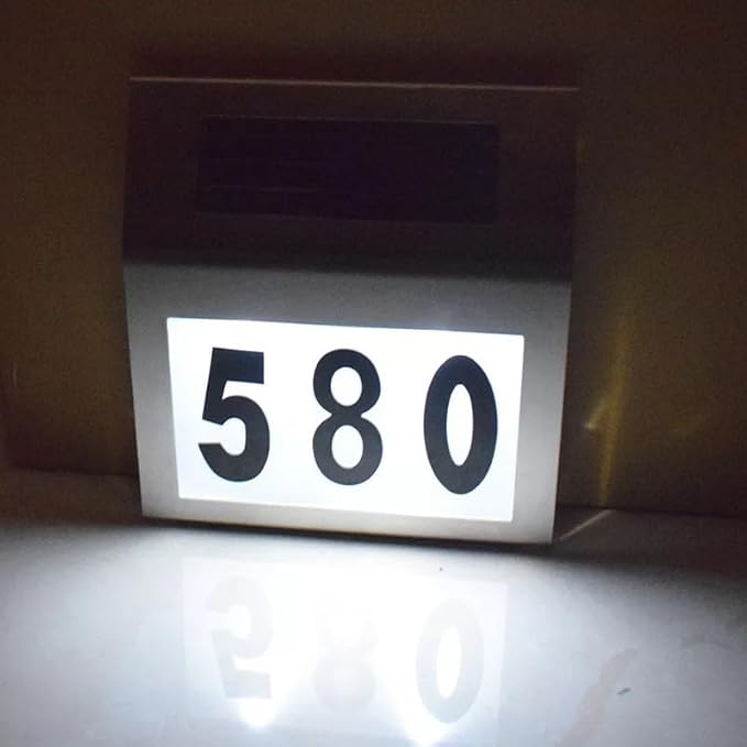 Solar-Powered LED House Address Sign – Waterproof, Illuminated Wall Mount for Yard, Street & Home