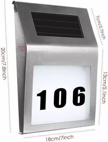 Solar-Powered LED House Address Sign – Waterproof, Illuminated Wall Mount for Yard, Street & Home