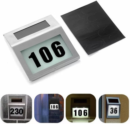 Solar-Powered LED House Address Sign – Waterproof, Illuminated Wall Mount for Yard, Street & Home