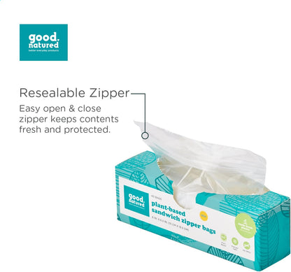 Eco-Friendly Plant-Based Reusable Sandwich Bags – Quart Size, 40-Pack, BPA-Free Zipper Bags