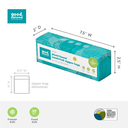 Eco-Friendly Plant-Based Reusable Sandwich Bags – Quart Size, 40-Pack, BPA-Free Zipper Bags