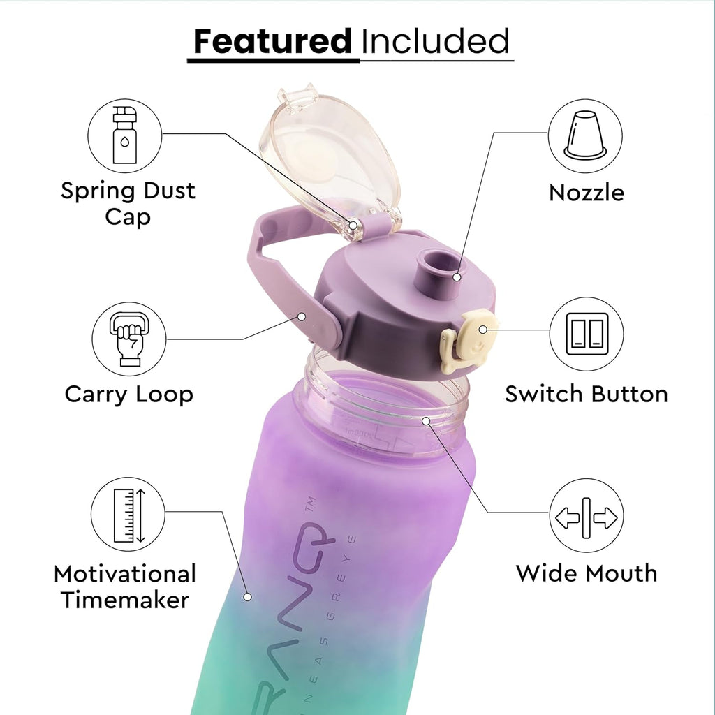 DRANQ 3-Pack Nested Water Bottle Set -  16oz, 32oz, 64oz