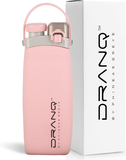 Phineas Greye DRANQ Collapsible Water Bottle – 16oz Leakproof Foldable Silicone Bottle for Travel, Gym & Adventure