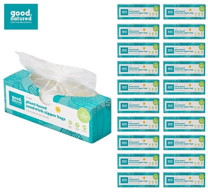 Eco-Friendly Plant-Based Reusable Sandwich Bags – Quart Size, 40-Pack, BPA-Free Zipper Bags