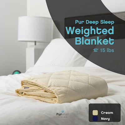 Pur-Well Living Deep Sleep Weighted Blanket – 15 lb, 60" x 80" – Breathable Anxiety Relief Blanket for Adults