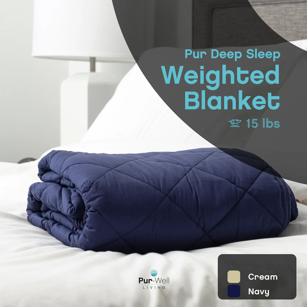 Pur-Well Living Deep Sleep Weighted Blanket – 15 lb, 60" x 80" – Breathable Anxiety Relief Blanket for Adults