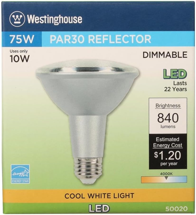 6pk Westinghouse 75-Watt Equivalent PAR30 Dimmable Cool White LED Bulb