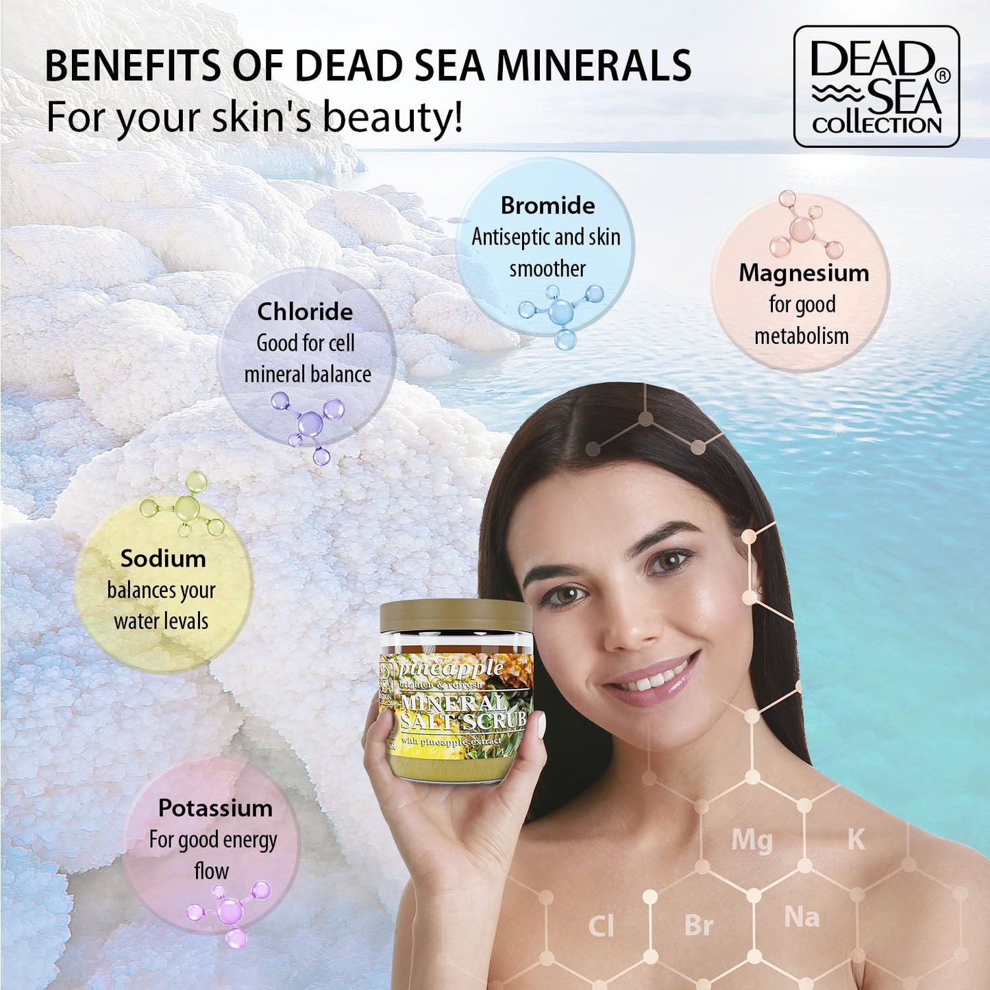 Dead Sea Collection 16.9oz Mineral Salt Scrubs with Dead Sea Minerals - Pineapple or Watermelon