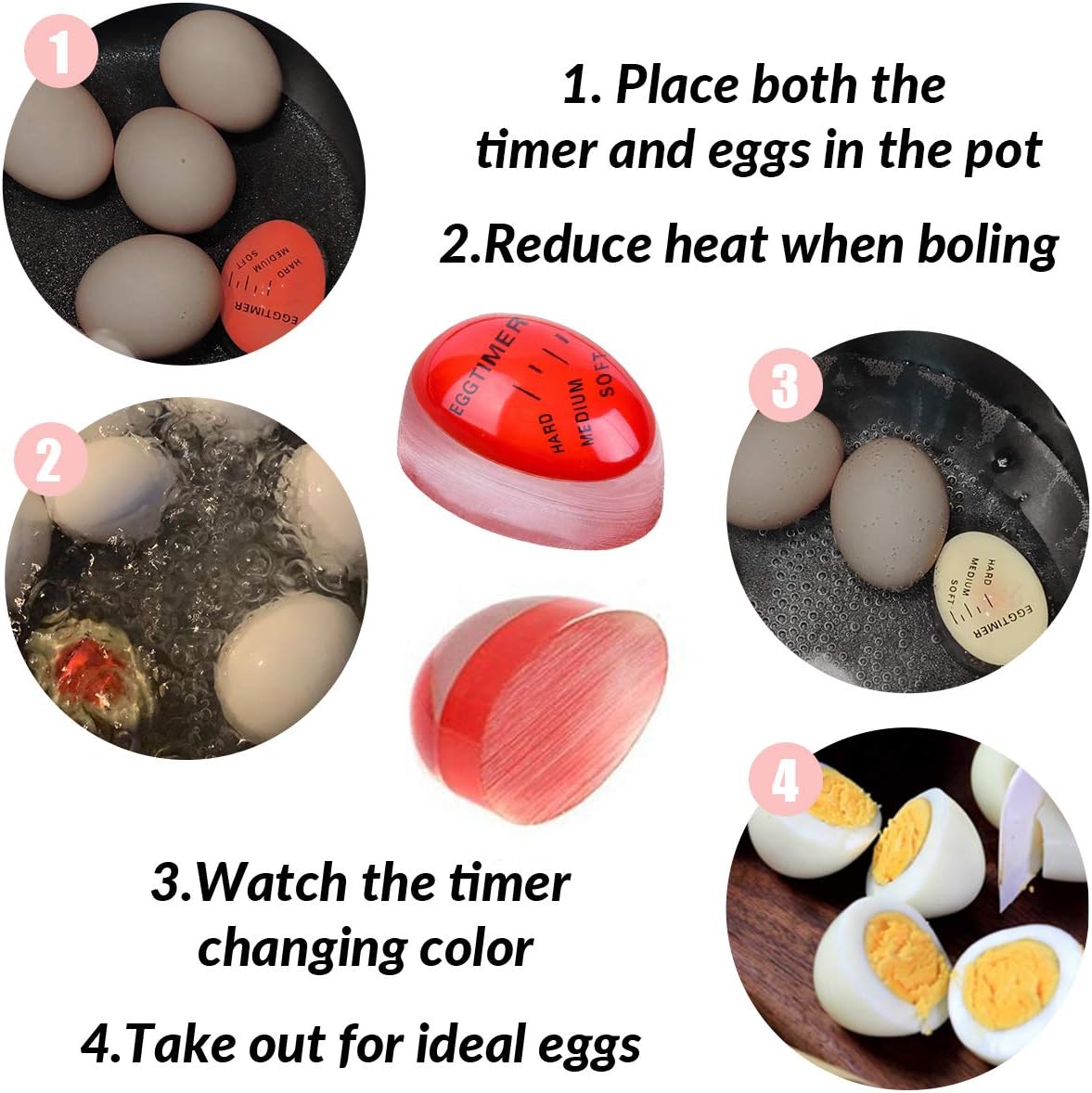 Lasubst Egg Timer for Boiling Eggs - Changes Color When Done!