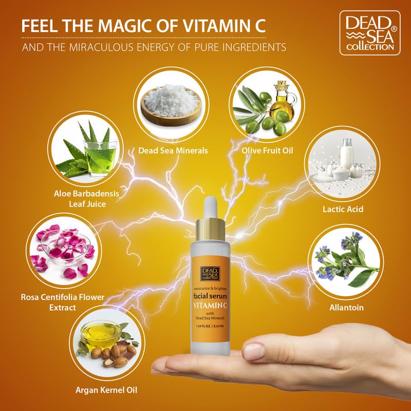 Dead Sea Collection Vitamin C Facial Serum – Anti-Aging & Brightening Hydration for Women and Men