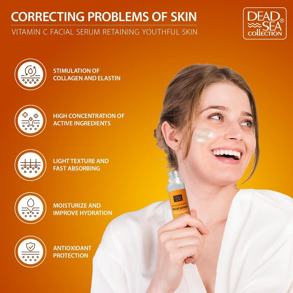 Dead Sea Collection Vitamin C Facial Serum – Anti-Aging & Brightening Hydration for Women and Men