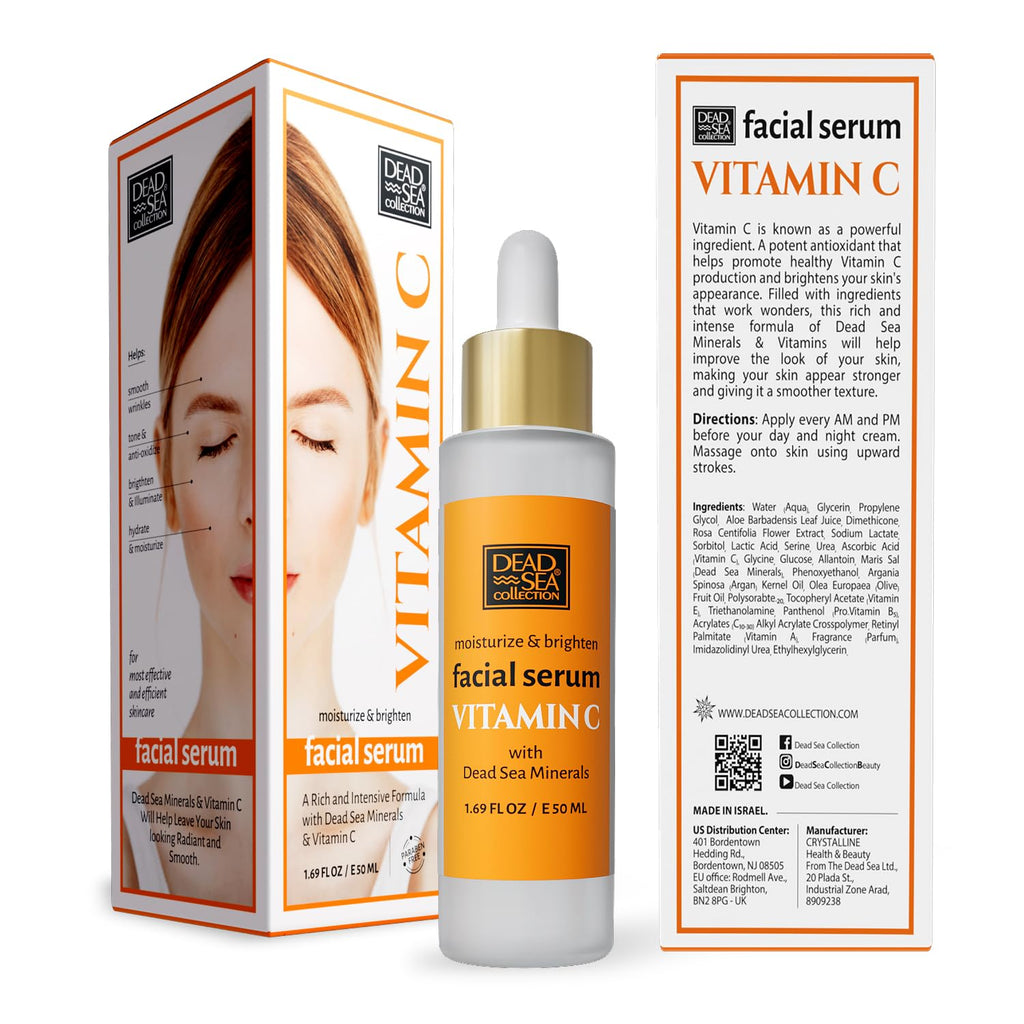 Dead Sea Collection Vitamin C Facial Serum – Anti-Aging & Brightening Hydration for Women and Men