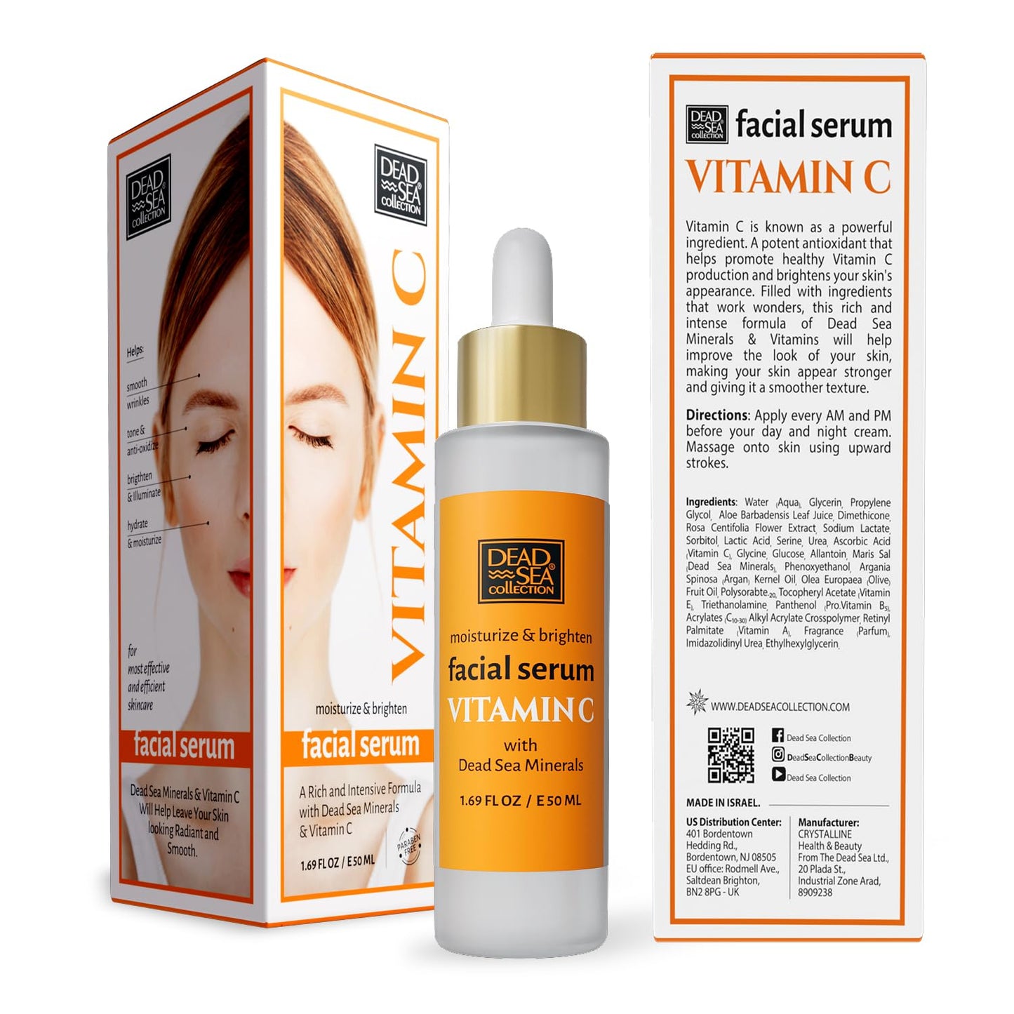 Dead Sea Collection Vitamin C Facial Serum – Anti-Aging & Brightening Hydration for Women and Men