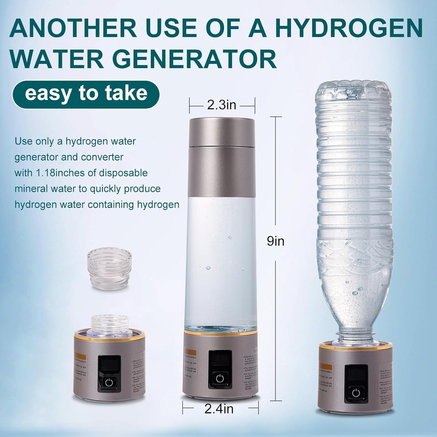 Hydrogen Rich Water Bottle Generator With LED Display - Antioxidant, Anti-Inflamatory Benefits