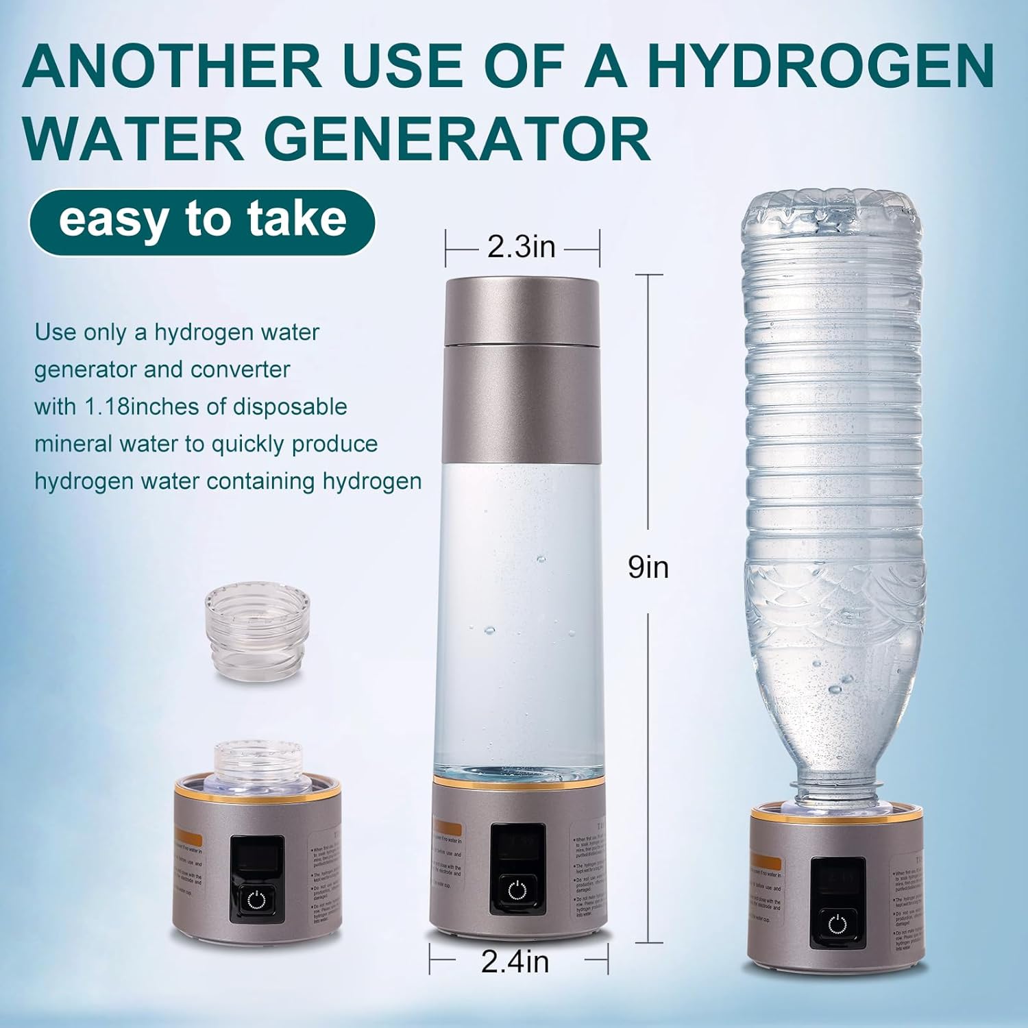 Hydrogen Rich Water Bottle Generator With LED Display - Antioxidant, Anti-Inflamatory Benefits