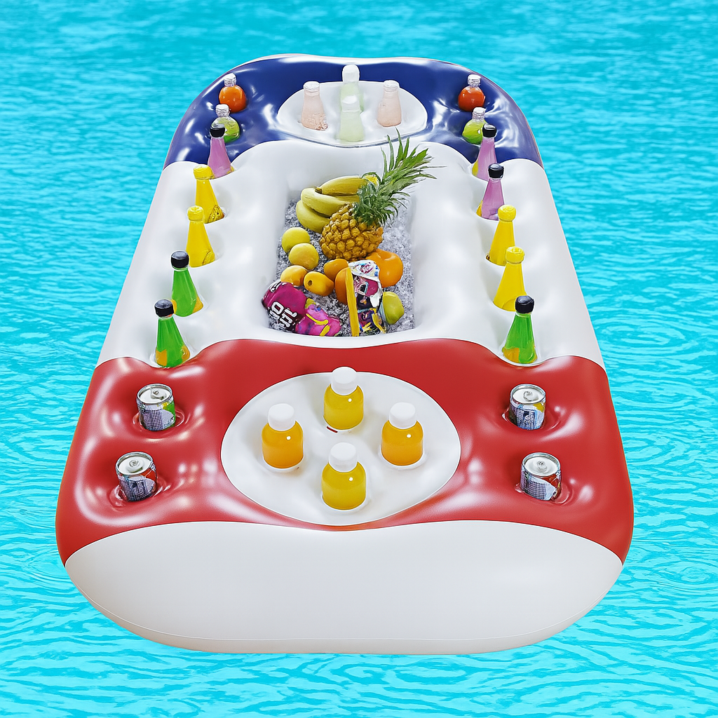 Inflatable Floating Pool Bar with 26 Drink Holders & Ice Tub – 72" x 36"