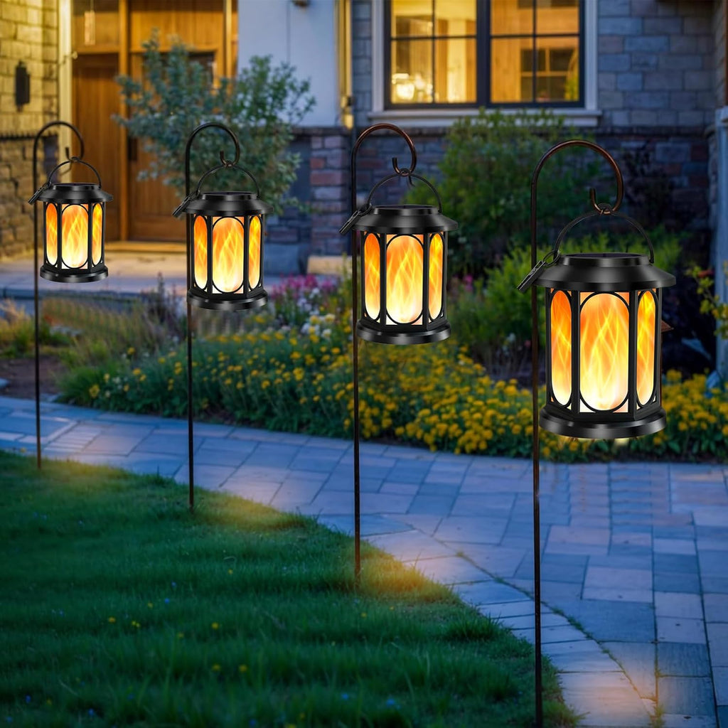2pk Solar Outdoor Flickering Flame Lanterns – Waterproof Hanging Light for Garden & Patio