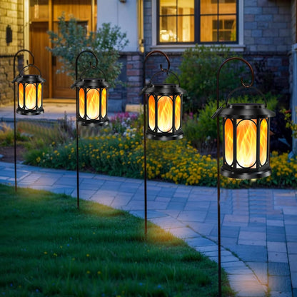2pk Solar Outdoor Flickering Flame Lanterns – Waterproof Hanging Light for Garden & Patio