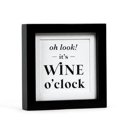 Wine O'Clock & Chocolate Quote Wood Sign – Reversible Wall Or Table Décor