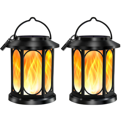 2pk Solar Outdoor Flickering Flame Lanterns – Waterproof Hanging Light for Garden & Patio