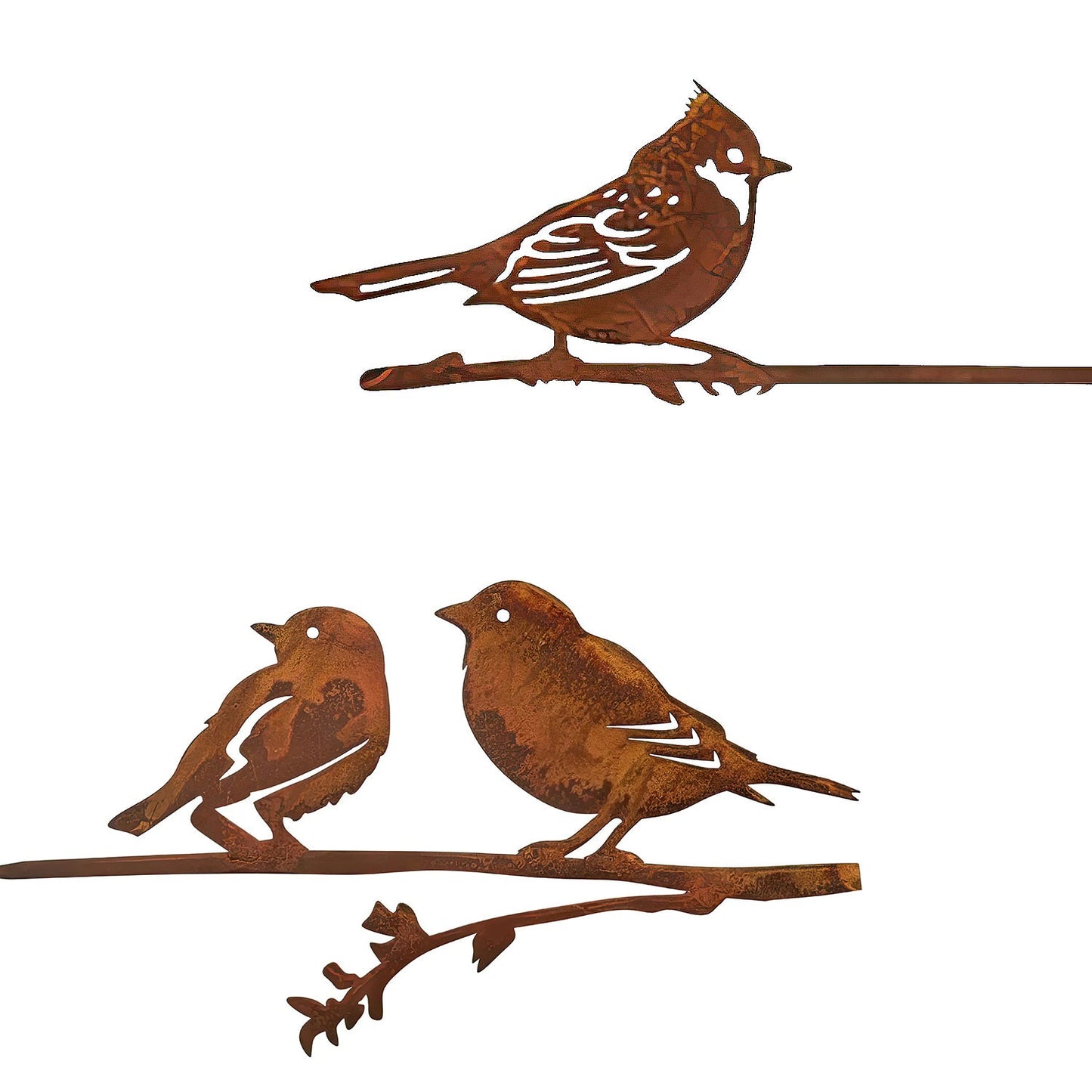 Rustic Metal Bird Silhouette Tree Stakes – Choose Your Style