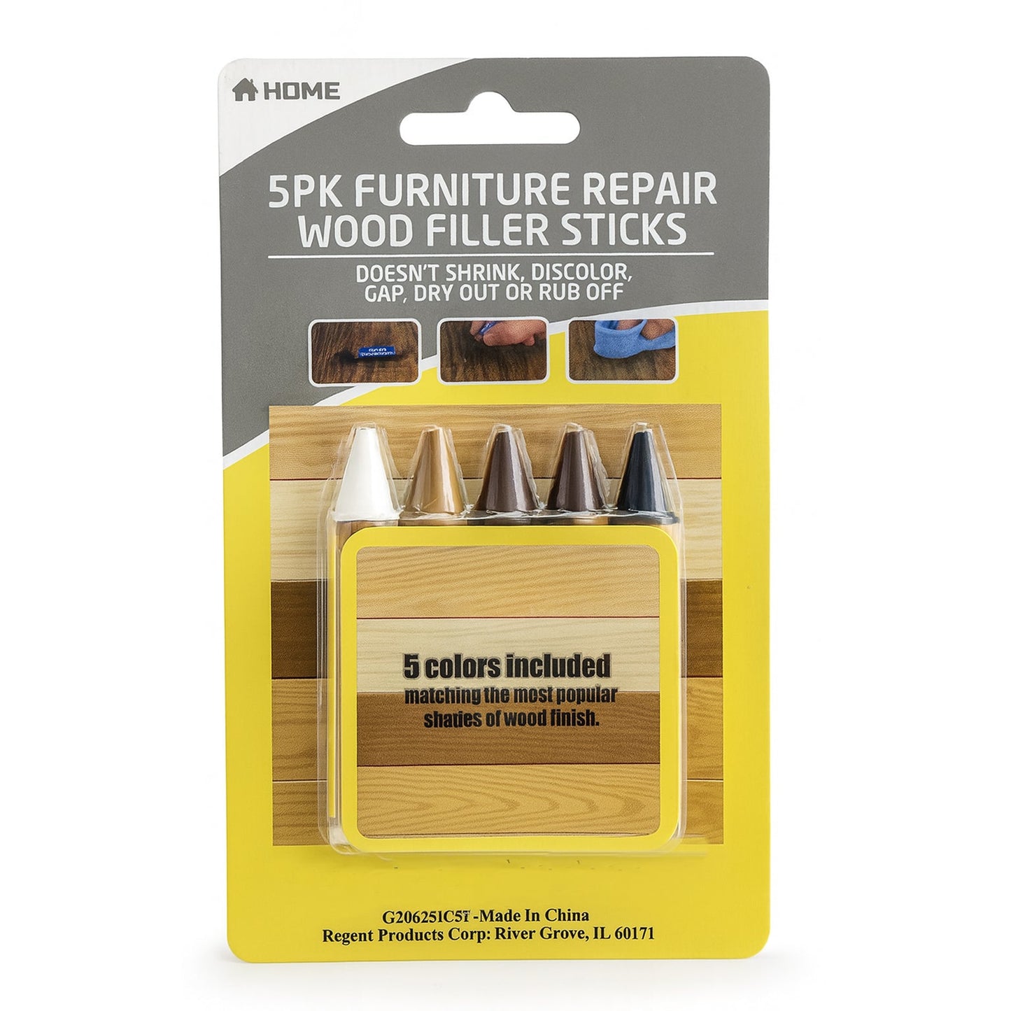 5pc Furniture Repair Wood Filler Sticks – Scratch Cover Wax Crayons for Wooden Furniture