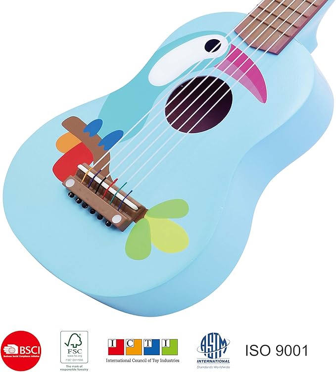Toucan Wooden Guitar Toy – Classic World Musical Instrument for Kids Ages 3+
